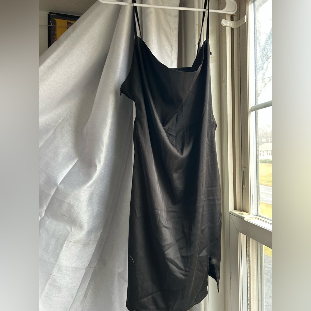 Black Satin Slip Dress